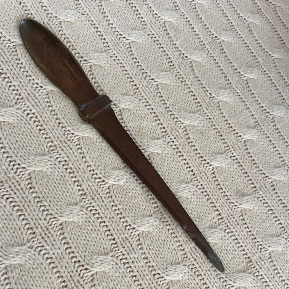 VTG TITAN Metal Mfg Co. ADVERTISING LETTER OPENER Brass 1915-1945 BELLEFONTE, PA